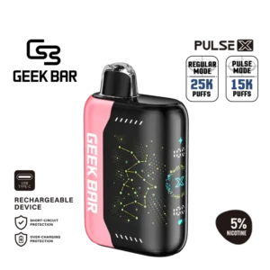 긱바 펄스 X 워터멜론 아이스 일회용 전자담배 | 수박 멘솔 맛 | 5% 고농도 솔트 니코틴 | 25